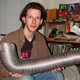 Lennek displays the piece of pipe that will make a really cool lamp.